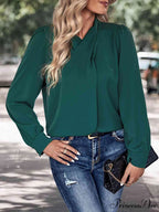 V-Neck with Long Blouse Cutout Sleeves