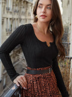 V-shaped Slimming Interior Wear Pit Strip Sweater Knit Top