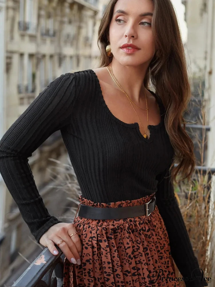 V-shaped Slimming Interior Wear Pit Strip Sweater Knit Top