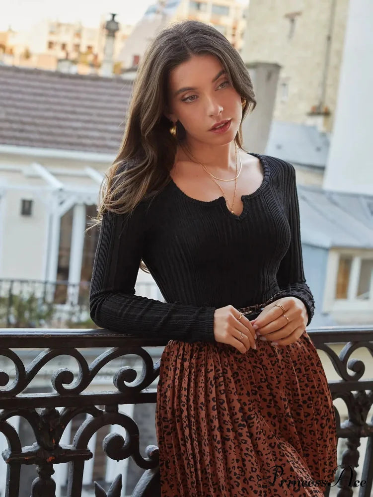 V-shaped Slimming Interior Wear Pit Strip Sweater Knit Top