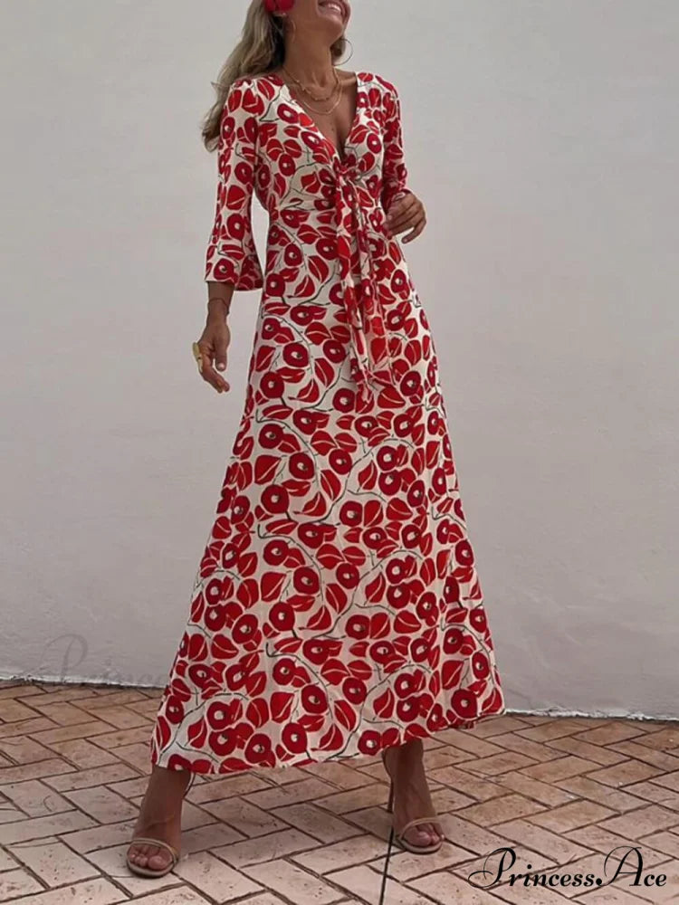 Vacation Floral Print Smocked Graceful Off Shoulder Pocketed Maxi Dress