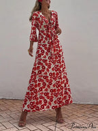 Vacation Floral Print Smocked Graceful Off Shoulder Pocketed Maxi Dress