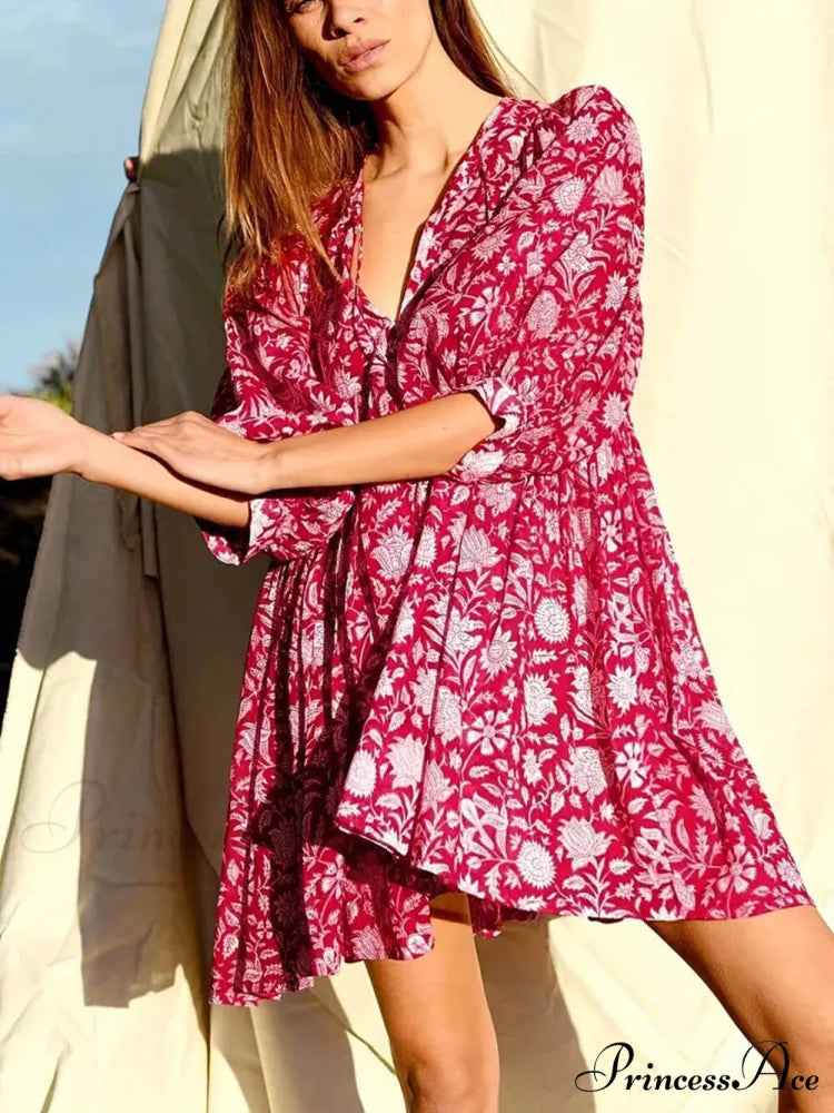 Vacation Retro Style Charming Loose Printed Dress
