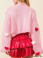 Valentine's Day 3D Heart Embroidery Sweater