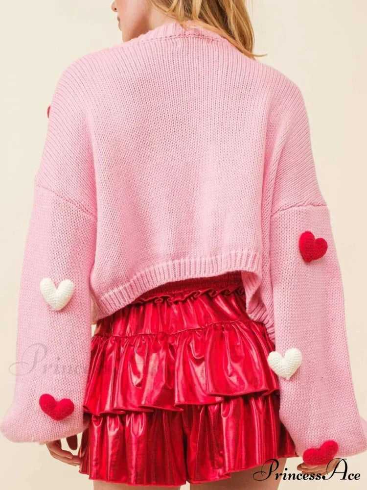 Valentine's Day 3D Heart Embroidery Sweater