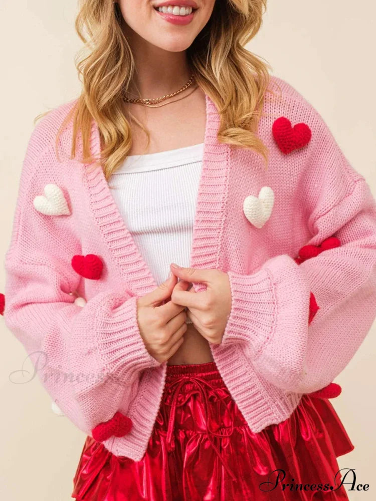 Valentine's Day 3D Heart Embroidery Sweater