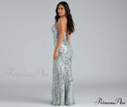 Vee Formal Stylish Sequin Mermaid Dress