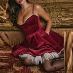 Velvet A-Line High Waist Party Dress