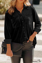 Velvet Blouse with Pockets