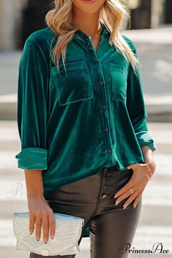 Velvet Blouse with Pockets
