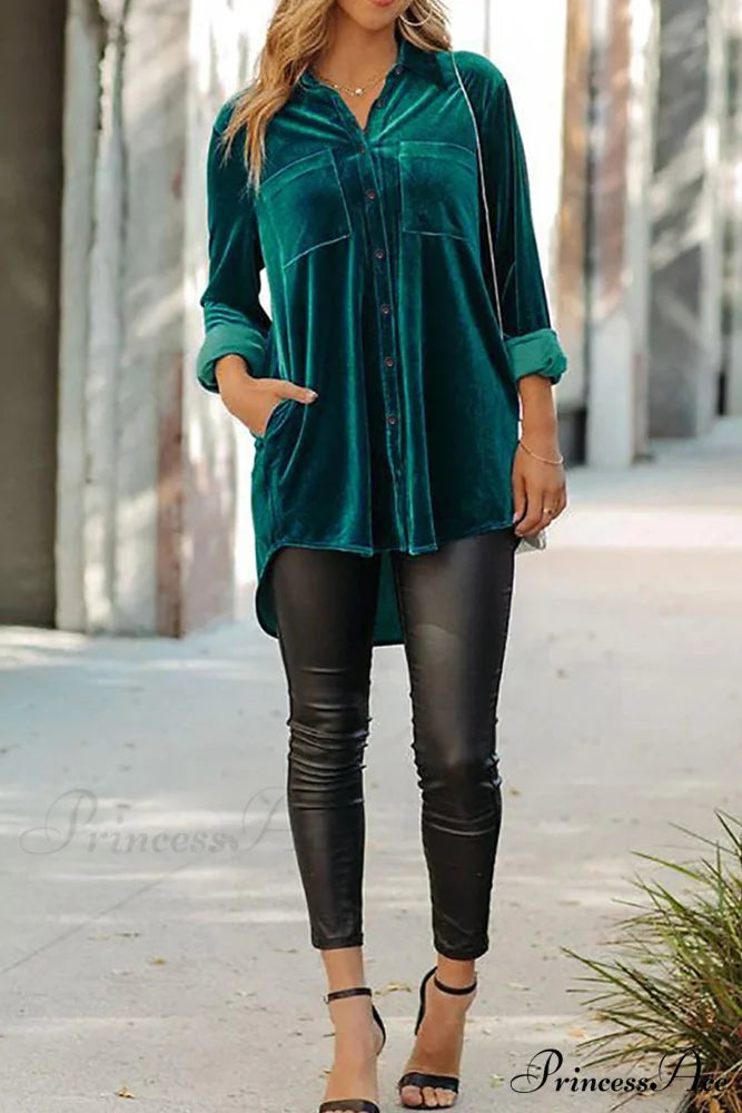 Velvet Blouse with Pockets