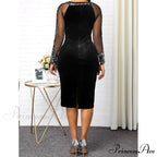 Velvet Bright Silk Evening Patchwork Party Dress