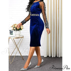 Velvet Bright Silk Evening Patchwork Party Dress