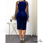 Velvet Bright Silk Evening Patchwork Party Dress