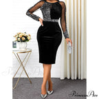 Velvet Bright Silk Evening Patchwork Party Dress