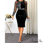 Velvet Bright Silk Evening Patchwork Party Dress