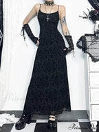 Velvet Cami Spaghetti Strap Party Club Bodycon Maxi Vintage Sleeveless Camisole Dress