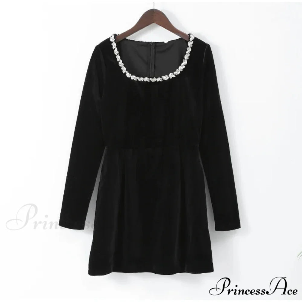 Velvet High Waist A-Line Party Dress