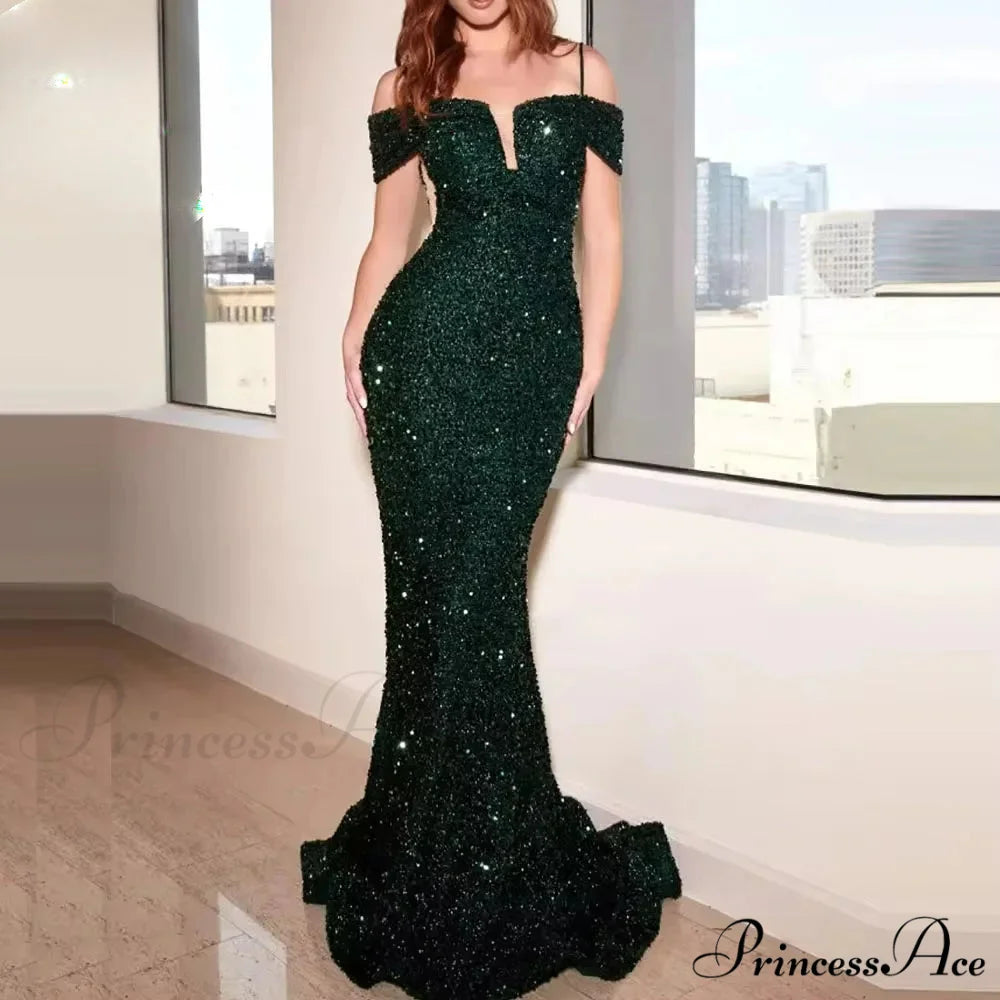 Velvet Off Shoulder Mermaid Party Dress