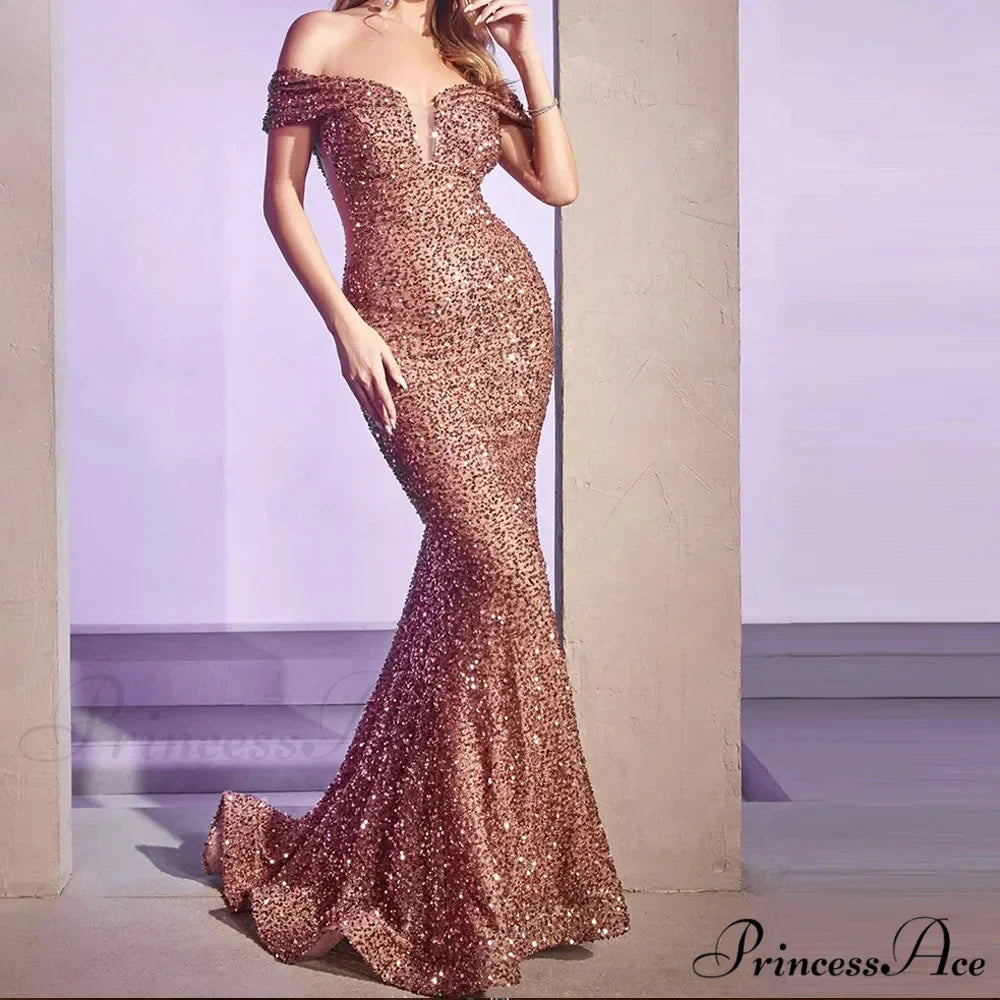Velvet Off Shoulder Mermaid Party Dress