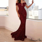 Velvet Off Shoulder Mermaid Party Dress