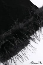 Velvet Patchwork Fuzzy Hem Slit Dress