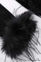 Velvet Patchwork Fuzzy Hem Slit Dress