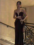 Velvet Pleated High Waist Party Dress