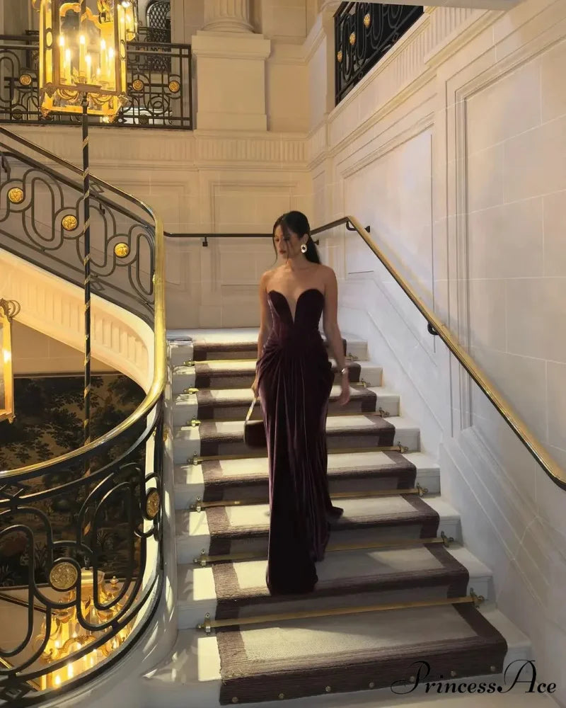 Velvet Pleated High Waist Party Dress