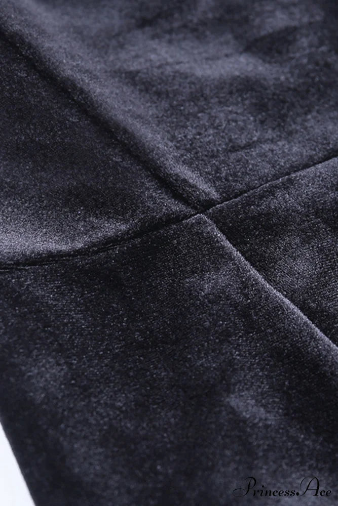 Velvet Split Dress with Fuzzy Shoulders