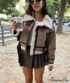 Velvet Zipper Cropped Coat