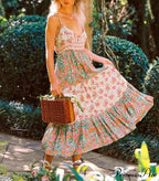 Verdant Flowery Sleeveless Rayon Long Bohemian Dress