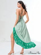 Verdant Flowery Tie-up Rear Cross Airy Floral Dress