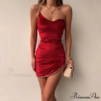 Vestidos Fleece One Shoulder Open Backless Mini Dress