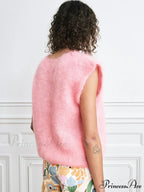 Vibrant Hairy Button-Up Sleeveless Cardigan
