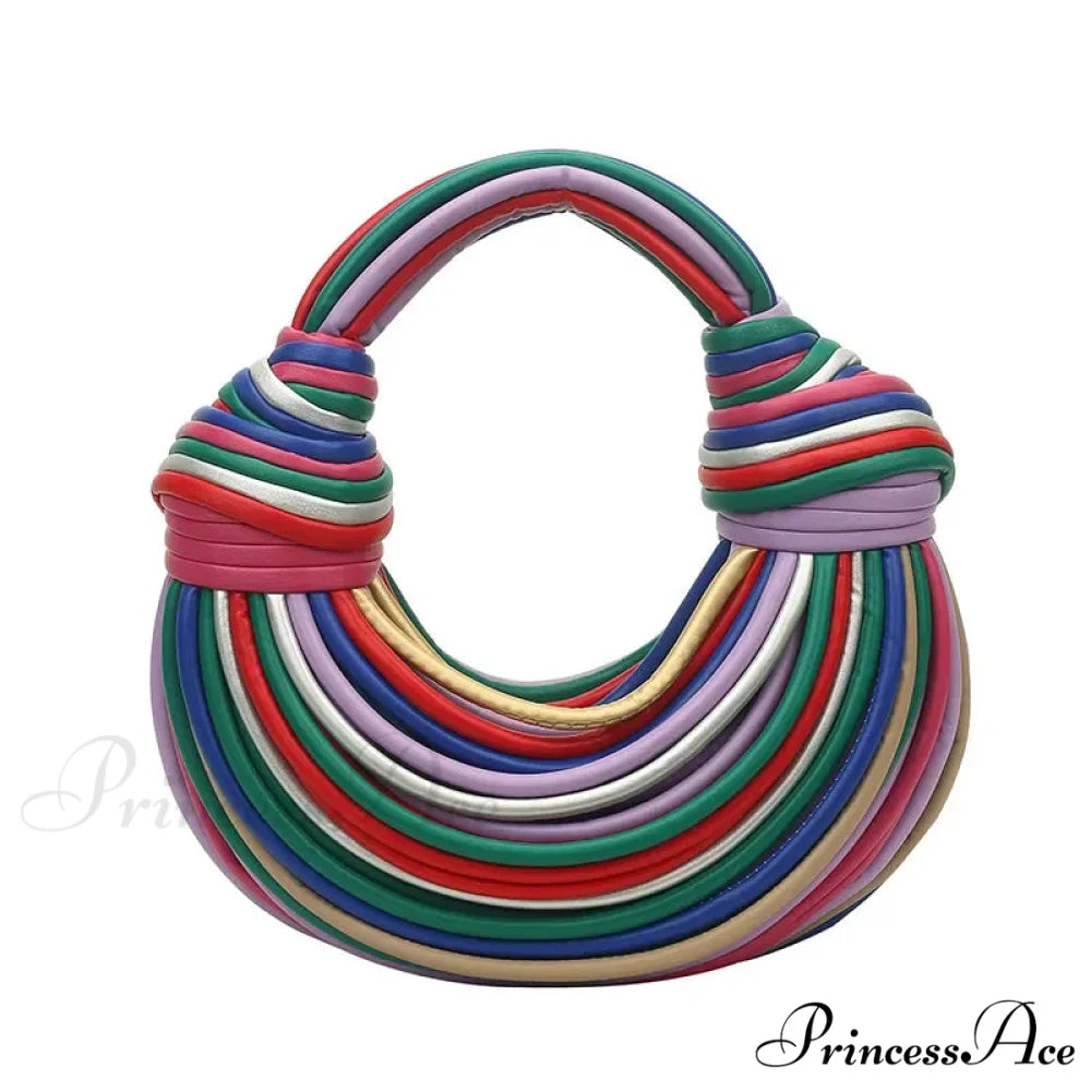 Vibrant Spectrum Noodles Shaped High-End Designer Women Handbag Clutch