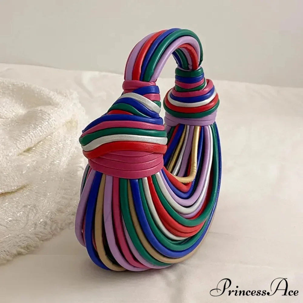 Vibrant Spectrum Noodles Shaped High-End Designer Women Handbag Clutch