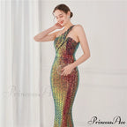 Victoria Formal One-Shoulder Charming Sequined Fishtail Dress