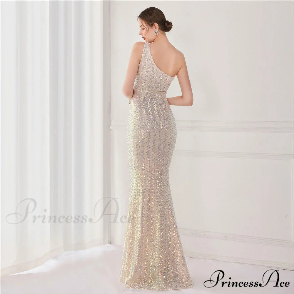 Victoria Formal One-Shoulder Charming Sequined Fishtail Dress