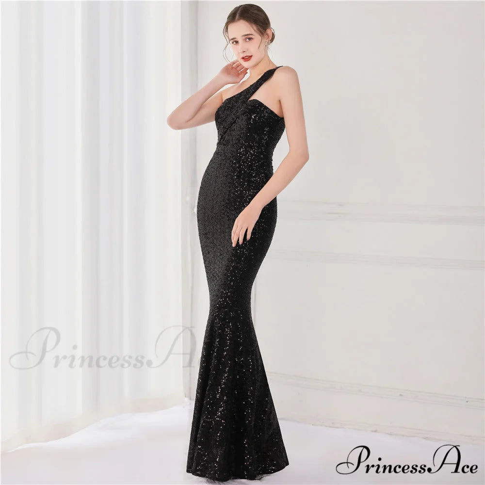 Victoria Formal One-Shoulder Charming Sequined Fishtail Dress