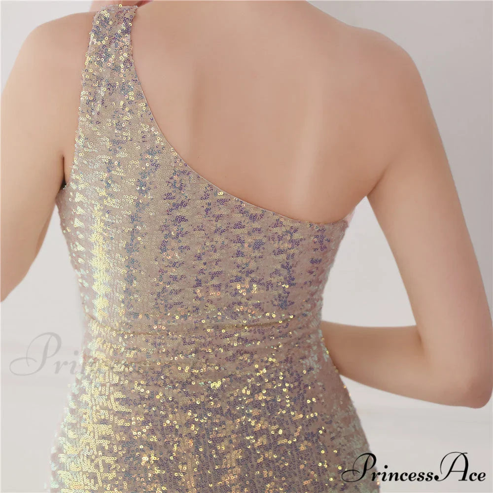 Victoria Formal One-Shoulder Charming Sequined Fishtail Dress