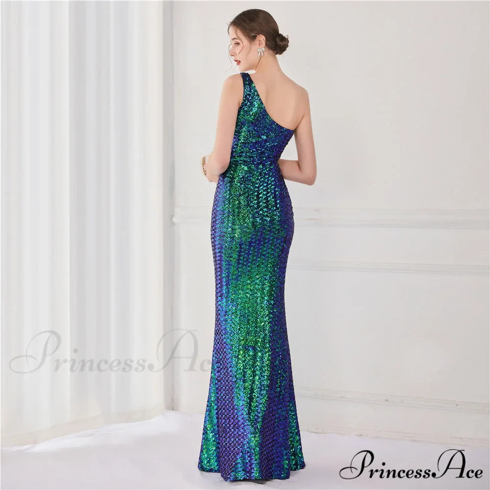 Victoria Formal One-Shoulder Charming Sequined Fishtail Dress