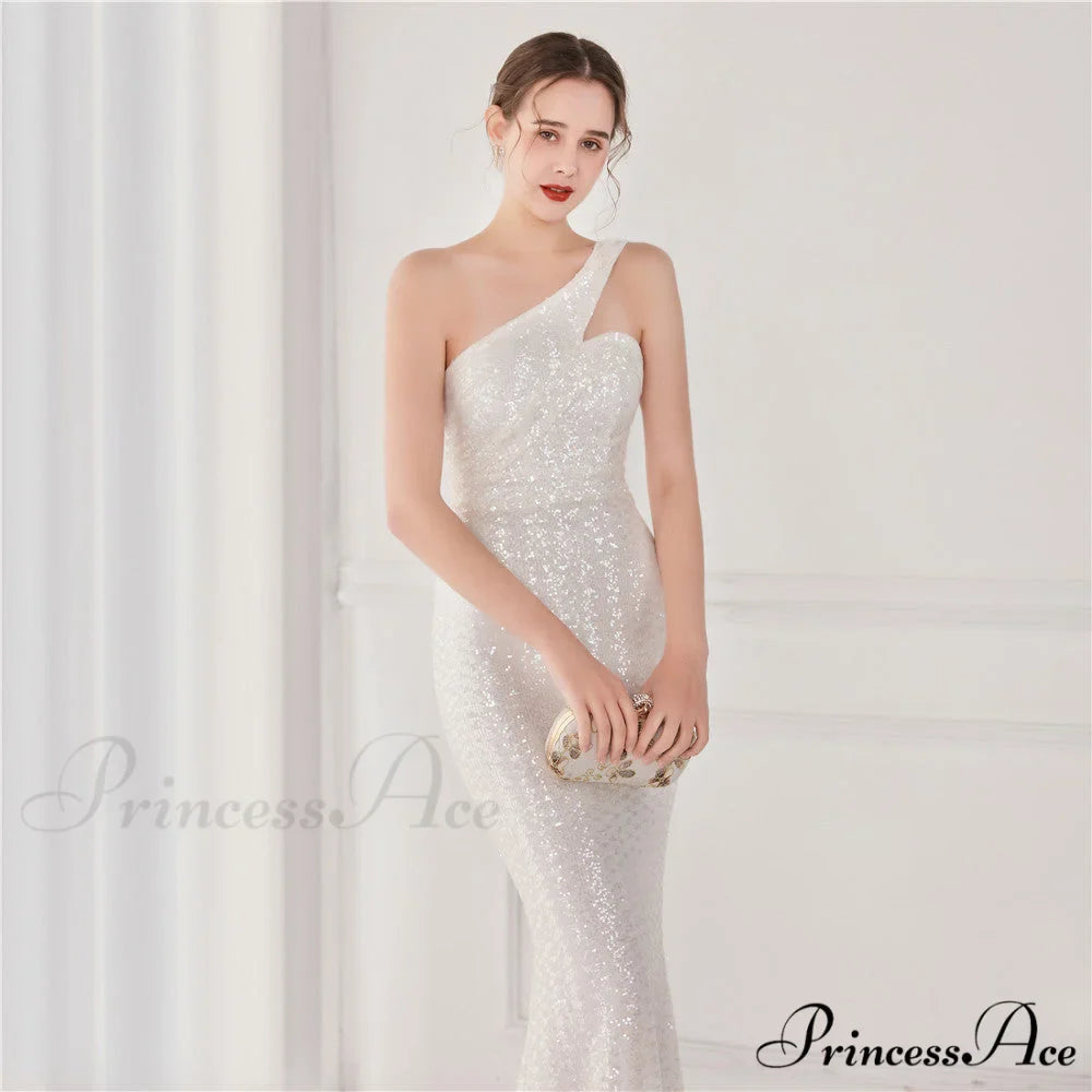 Victoria Formal One-Shoulder Charming Sequined Fishtail Dress