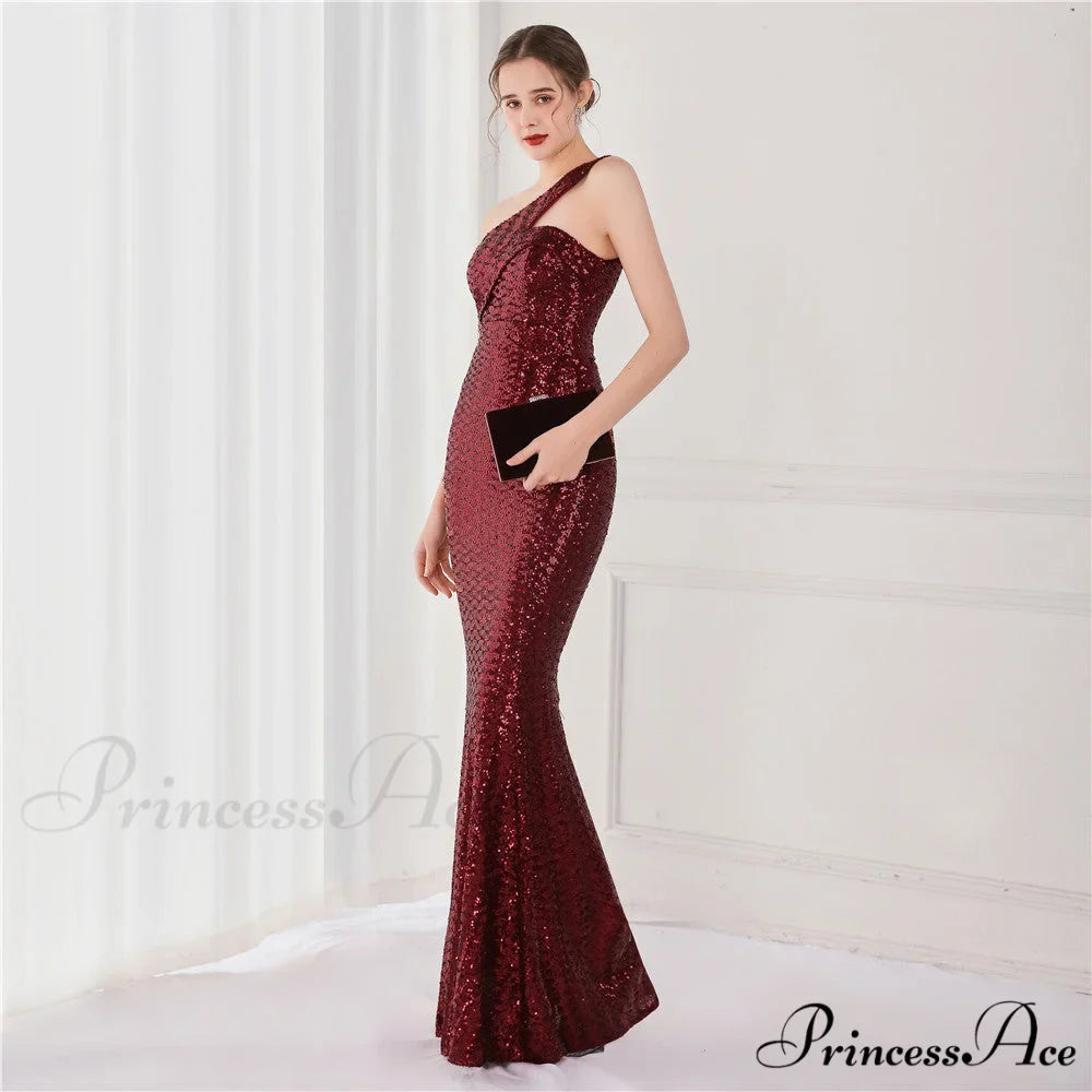 Victoria Formal One-Shoulder Charming Sequined Fishtail Dress