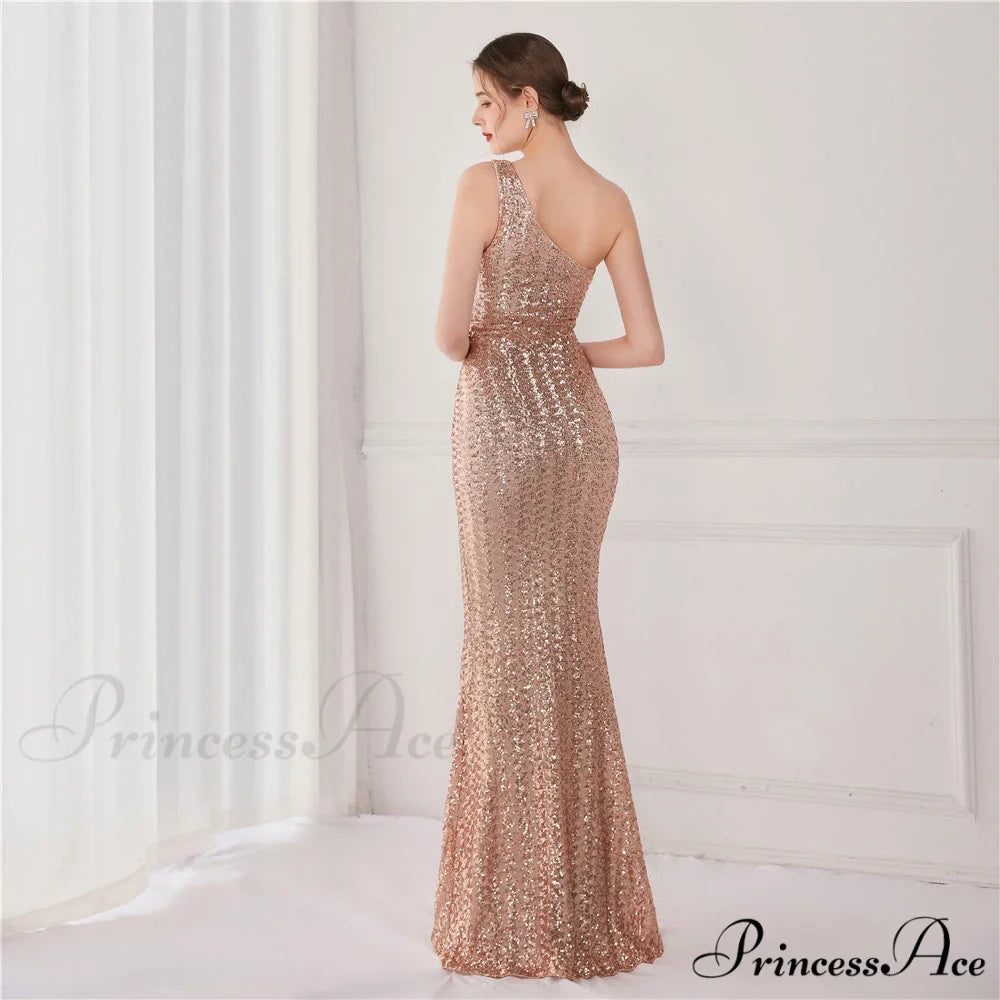 Victoria Formal One-Shoulder Charming Sequined Fishtail Dress