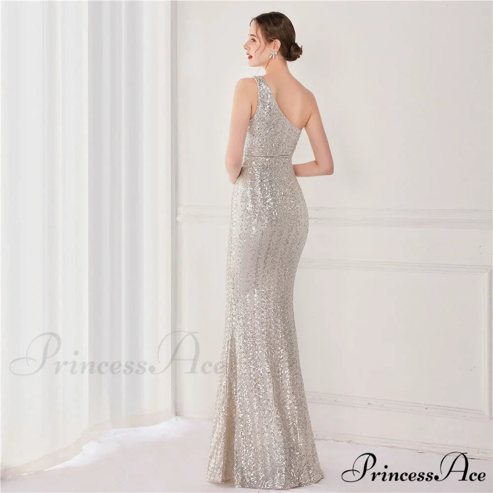 Victoria Formal One-Shoulder Charming Sequined Fishtail Dress