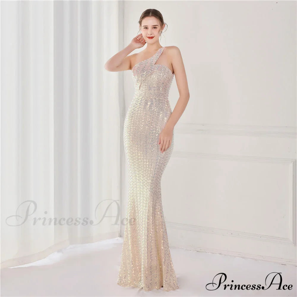 Victoria Formal One-Shoulder Charming Sequined Fishtail Dress