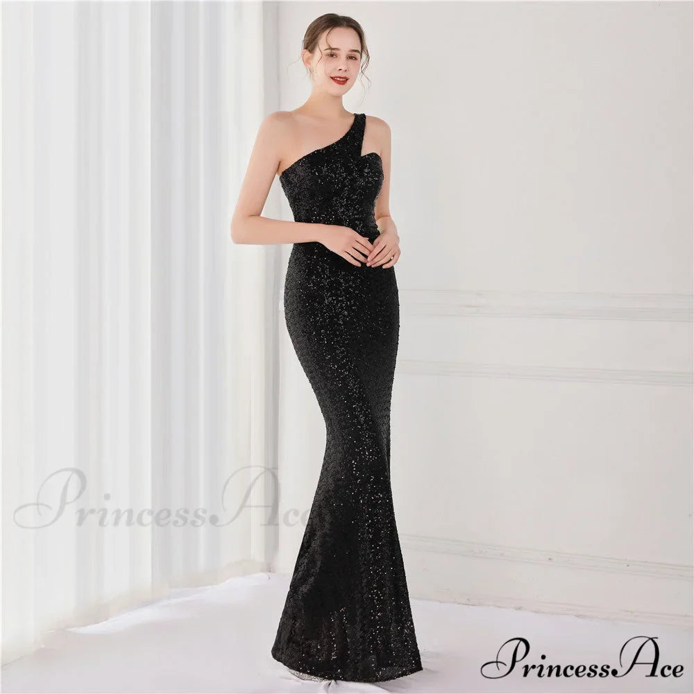Victoria Formal One-Shoulder Charming Sequined Fishtail Dress