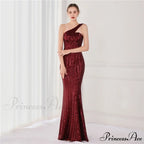 Victoria Formal One-Shoulder Charming Sequined Fishtail Dress