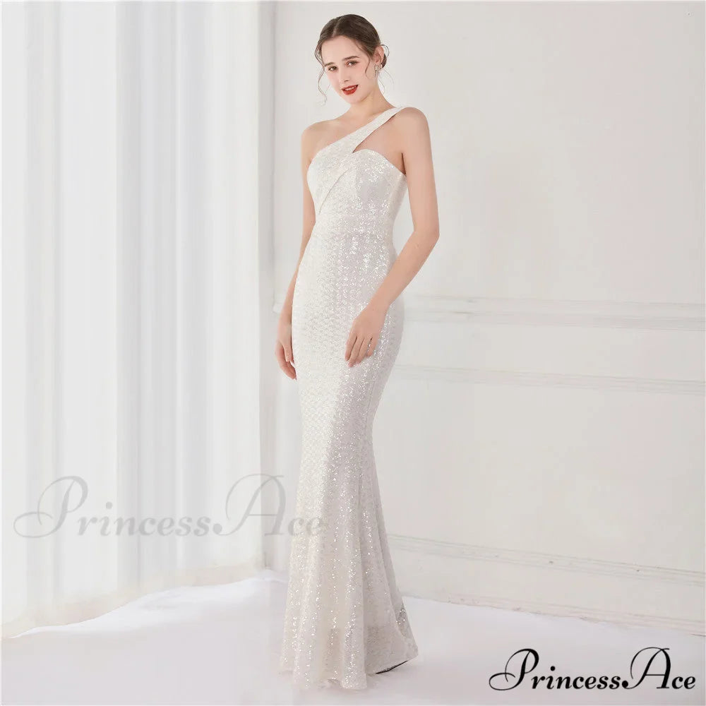 Victoria Formal One-Shoulder Charming Sequined Fishtail Dress